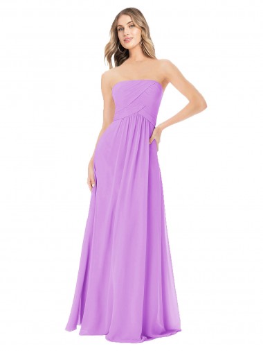 Long Violet Sleeveless A-Line Soft Chiffon Bridesmaid Dress Leeds