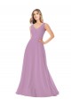 Long Dark Lavender Sleeveless A-Line Soft Chiffon Bridal Party Dress Leeds