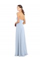 Long Light Sky Blue Sleeveless A-Line Front Slit Bridesmaid Dress Leeds
