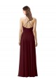 Long Burgundy Gold Sleeveless A-Line Open Back Bridesmaid Dress Leeds