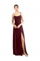 Long Burgundy Gold Sleeveless A-Line High Side Slit Bridesmaid Dress / Evening Dress Leeds