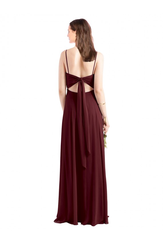 Long Burgundy Gold Sleeveless A-Line High Side Slit Bridesmaid Dress / Evening Dress Leeds