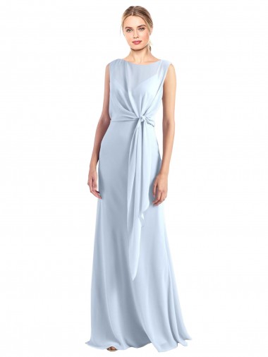 Long Light Sky Blue Sleeveless A-Line Keyhole Back Bridesmaid Dress / Evening Gowns Leeds