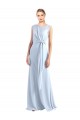 Long Light Sky Blue Sleeveless A-Line Keyhole Back Bridesmaid Dress / Evening Gowns Leeds