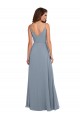 Long Dusty Blue Sleeveless A-Line V-Back Formal Dress / Bridesmaid Dress Leeds