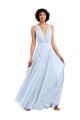 Long Light Sky Blue Sleeveless A-Line Soft Chiffon Bridesmaid Dresses Leeds