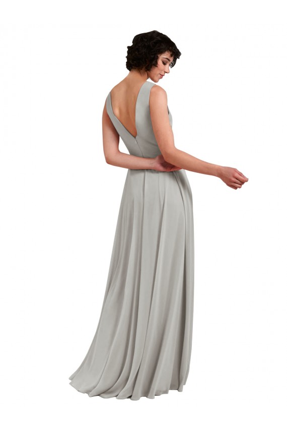 Long Light Sky Blue Sleeveless A-Line Soft Chiffon Bridesmaid Dresses Leeds