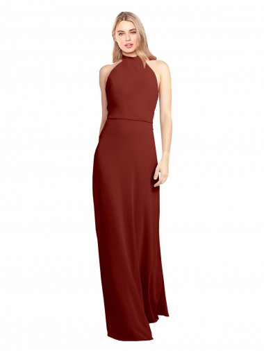 Long Burgundy Sleeveless A-Line Open Back Prom Dress / Bridesmaid Dress Leeds