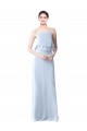 Long Light Sky Blue Sleeveless A-Line Bridesmaid Dresses Leeds