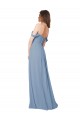 Long Dusty Blue Sleeveless A-Line Low Back Wedding Party Dress Leeds