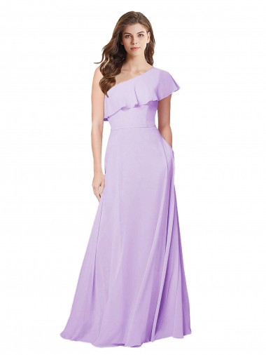 Long Lilac Sleeveless A-Line Soft Chiffon Bridesmaid Dress Leeds