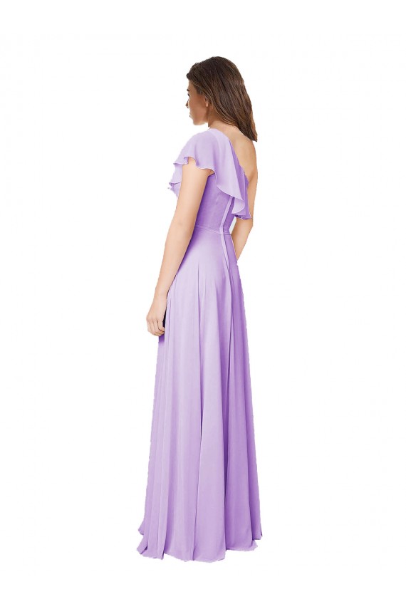 Long Lilac Sleeveless A-Line Soft Chiffon Bridesmaid Dress Leeds