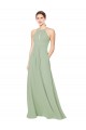 Long Smoke Green Sleeveless A-Line Keyhole Back Bridesmaid Dress Leeds