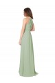 Long Smoke Green Sleeveless A-Line Keyhole Back Bridesmaid Dress Leeds