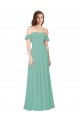 Long Jade Flounce Sleeves A-Line Open Back Bridesmaid Dress Leeds