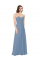 Long Dusty Blue Sleeveless A-Line Low Back Bridesmaid Dress / Evening Gowns Leeds