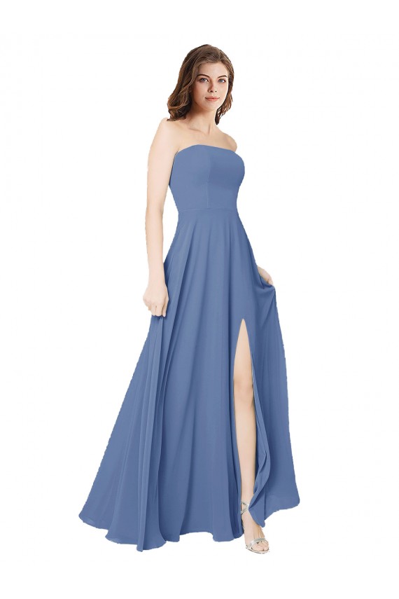 Long Windsor Blue Sleeveless A-Line Open Back Formal Dress / Bridesmaid Dress Leeds