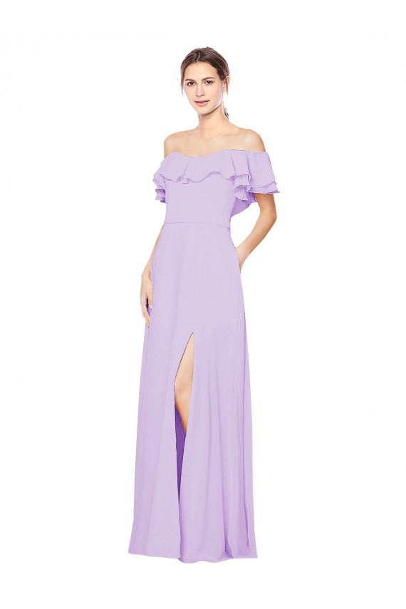 Long Lilac Sleeveless A-Line Low Back Bridesmaid Dress Leeds