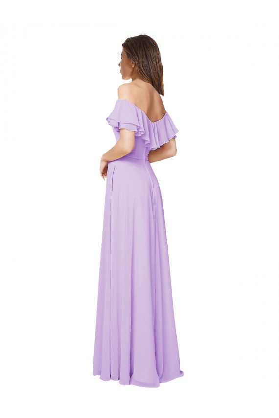 Long Lilac Sleeveless A-Line Low Back Bridesmaid Dress Leeds