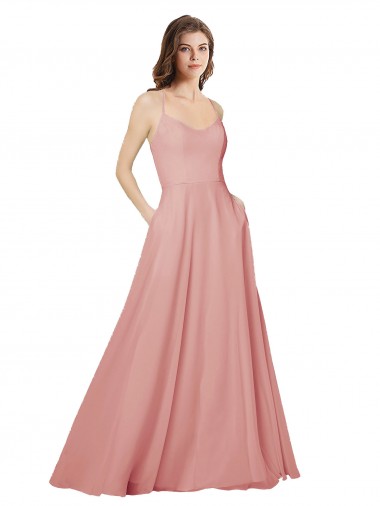 Long Bliss Pink Sleeveless A-Line Open Back Bridesmaid Dress Leeds