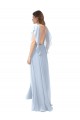 Long Light Sky Blue Flutter Sleeves A-Line Open Back Bridesmaid Dress / Formal Dress Leeds
