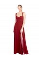 Long Red Sleeveless A-Line Side Slit Bridesmaid Dress Leeds