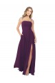 Long Grape Sleeveless A-Line Keyhole Back Front Slit Bridesmaid Dress Leeds