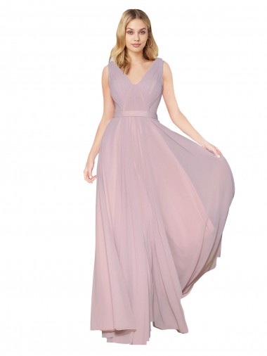 Long Primrose Sleeveless A-Line V-Back Formal Evening Gown / Prom Dress / Bridesmaid Dress Leeds