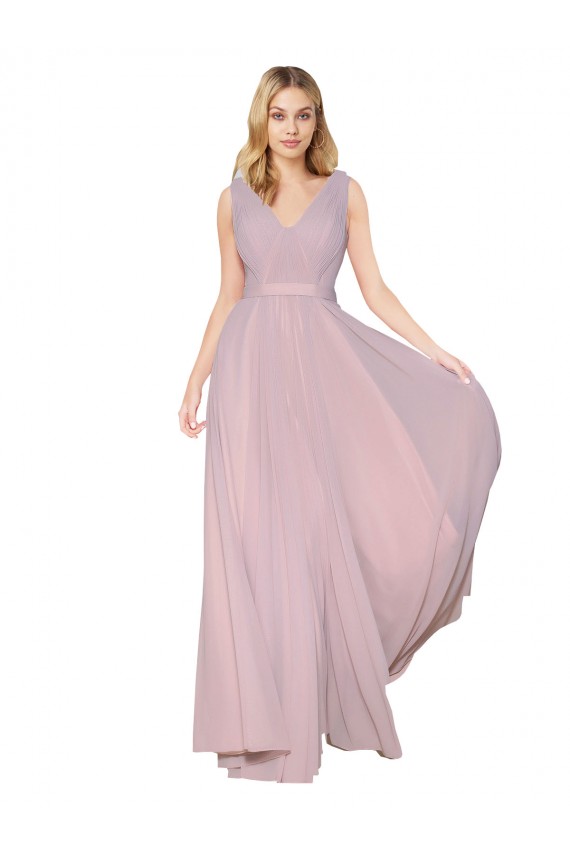 Long Primrose Sleeveless A-Line V-Back Formal Evening Gown / Prom Dress / Bridesmaid Dress Leeds