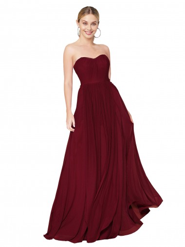 Long Burgundy Sleeveless A-Line Formal Evening Gown / Prom Dress / Bridesmaid Dress Leeds