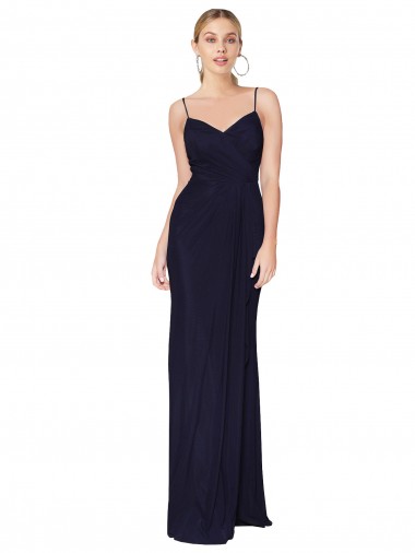Long Dark Navy Sleeveless Mermaid V-Back Bridesmaid Dress / Formal Dress Leeds