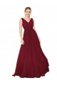 Long Burgundy Sleeveless A-Line V-Back Soft Chiffon Formal Dress / Bridesmaid Dress Leeds