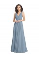 Long Dusty Blue Sleeveless A-Line V-Back Bridesmaid Dress Leeds