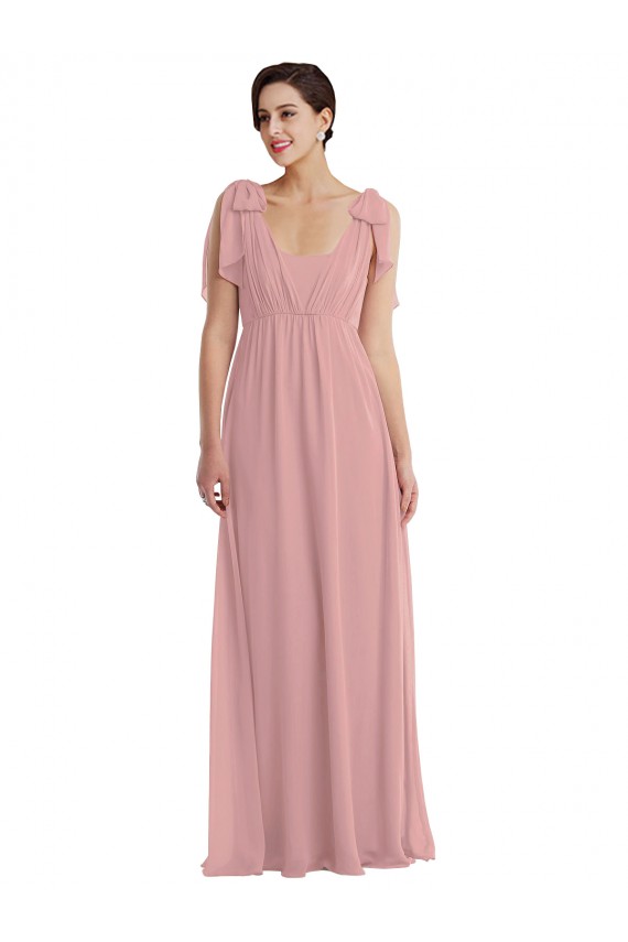 Long Dusty Pink Sleeveless A-Line Semi Formal Evening Dress / Bridesmaid Dress Leeds