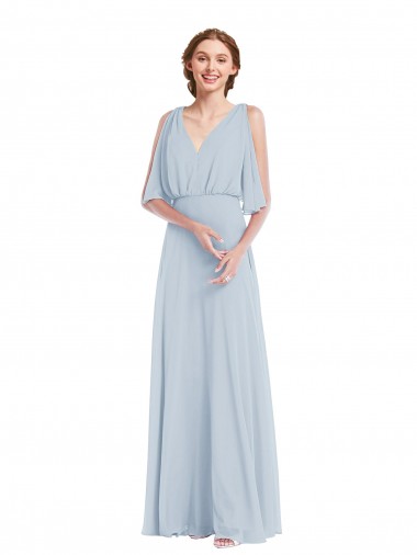Long Sea Glass Half Sleeves A-Line Evening Gown / Bridesmaid Dress Leeds