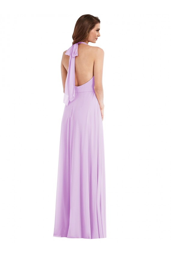 Long Lilac Sleeveless A-Line Low Back Semi Formal Evening Dress / Bridesmaid Dress Leeds