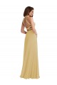Long Gold Sleeveless A-Line Open Back Semi Formal Evening Dress / Bridesmaid Dress Leeds