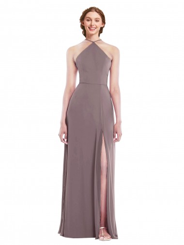 Long Dusty Rose Sleeveless A-Line Low Back Formal Evening Gown / Bridesmaid Dress Leeds