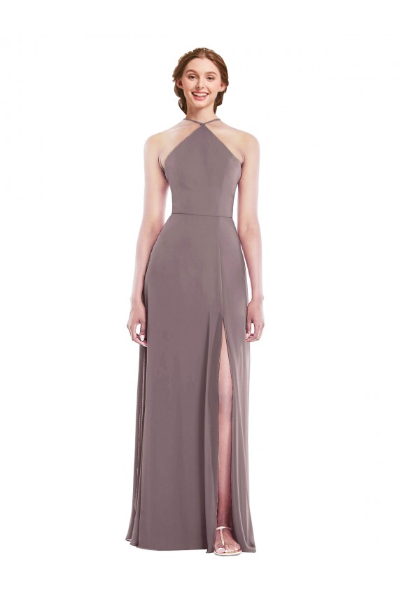 Long Dusty Rose Sleeveless A-Line Low Back Formal Evening Gown / Bridesmaid Dress Leeds