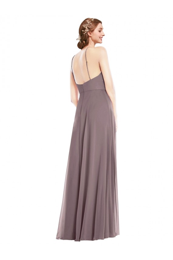 Long Dusty Rose Sleeveless A-Line Low Back Formal Evening Gown / Bridesmaid Dress Leeds