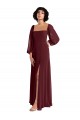 Long Burgundy Gold Long Sleeves A-Line Bridesmaid Dress / Evening Dress Leeds