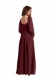 Long Burgundy Gold Long Sleeves A-Line Bridesmaid Dress / Evening Dress Leeds