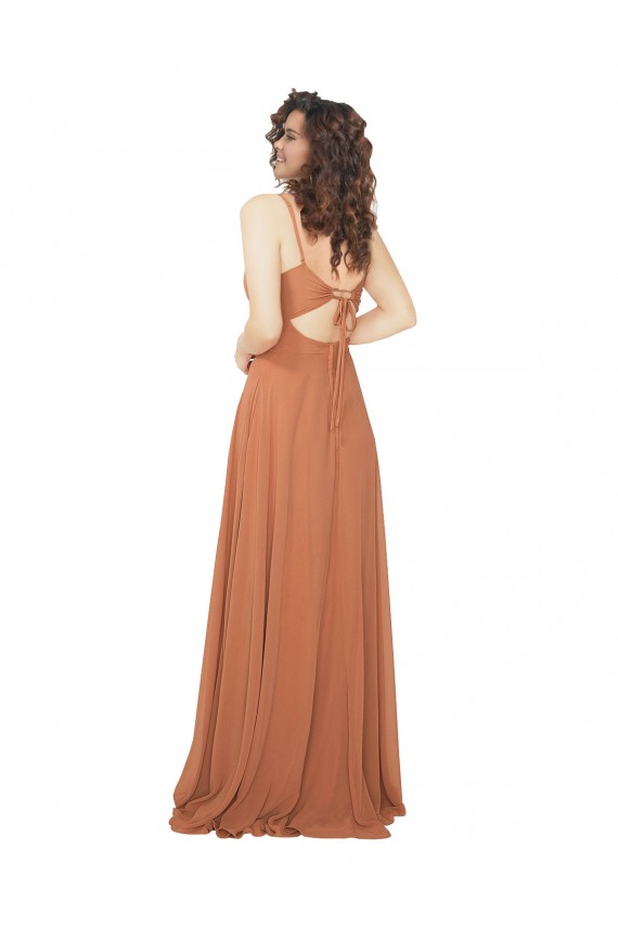 Long Rosewood Sleeveless A-Line Keyhole Back Bridesmaid Dress Leeds