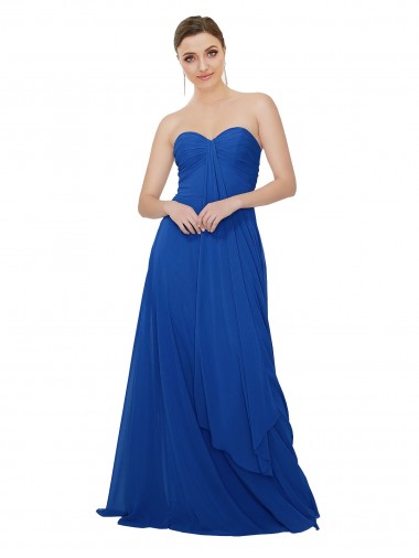 Long Royal Blue Sleeveless A-Line Keyhole Back Bridesmaid Dress / Evening Dress Leeds