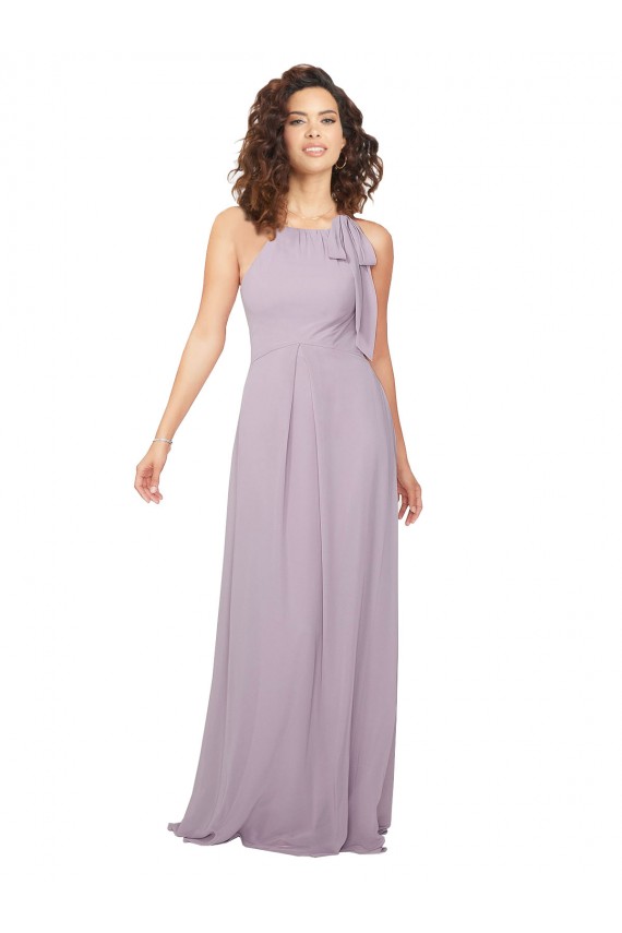 Long Pink Glow Sleeveless A-Line Keyhole Back Bridesmaid Dress / Evening Dress Leeds