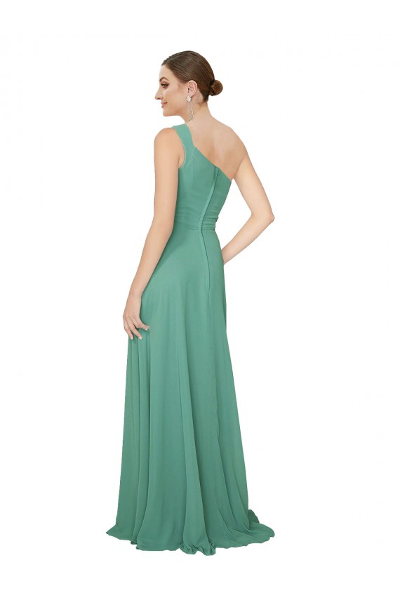 Long Icelandic Silver Sleeveless A-Line Soft Chiffon Bridesmaid Dress Leeds