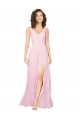 Long Barely Pink Sleeveless A-Line V-Back Bridesmaid Dress Leeds