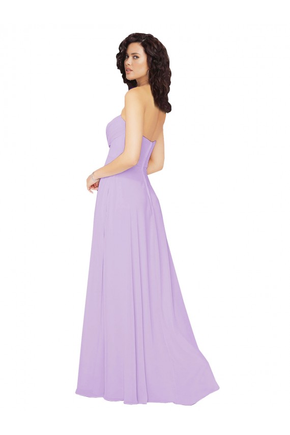 Long Lilac Sleeveless A-Line Low Back Front Slit Bridesmaid Dress / Evening Dress Leeds
