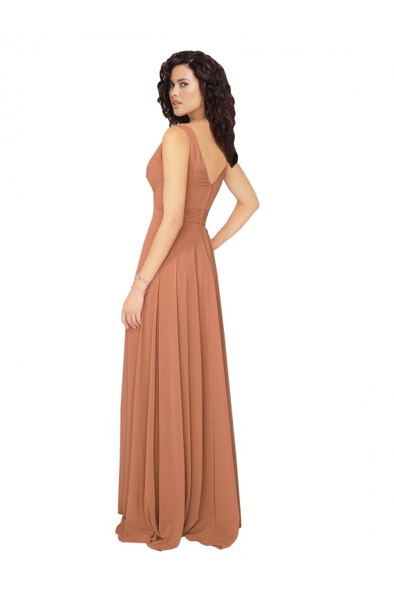 Long Sage Sleeveless A-Line V-Back Bridesmaid Dress / Evening Dress Leeds