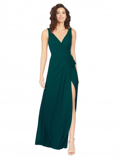 Long Hunter Sleeveless A-Line V-Back Bridesmaid Dress / Evening Gowns Leeds